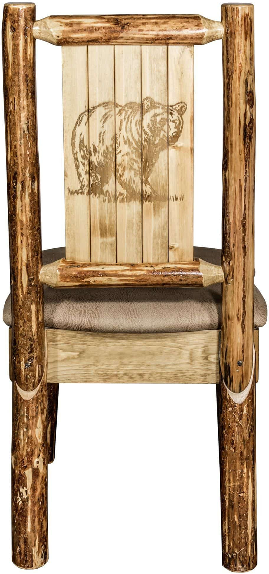 Montana Woodworks Glacier Country Kollektion Seitenstuhl Buckskin Polsterung mit Lasergravur Design
