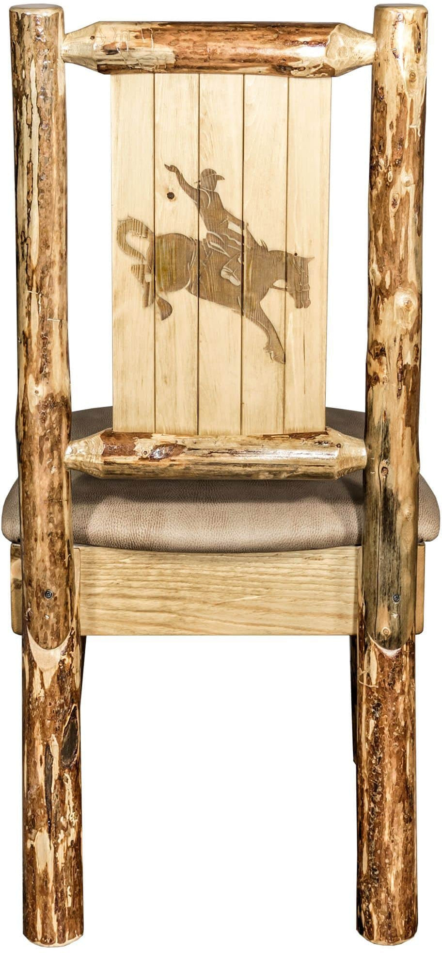 Montana Woodworks Glacier Country Kollektion Seitenstuhl Buckskin Polsterung mit Lasergravur Design