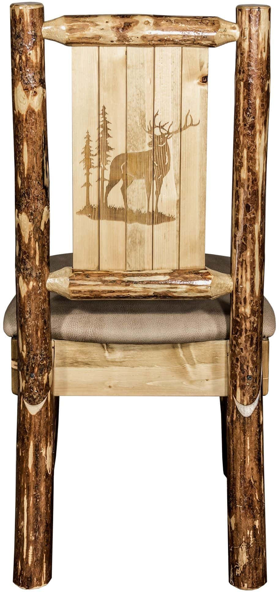 Montana Woodworks Glacier Country Kollektion Seitenstuhl Buckskin Polsterung mit Lasergravur Design