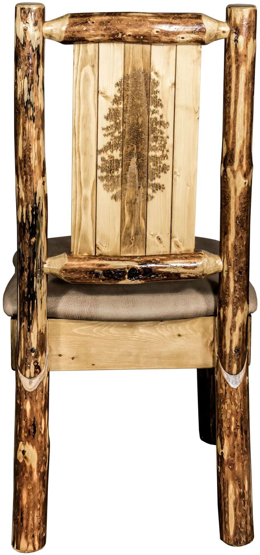 Montana Woodworks Glacier Country Kollektion Seitenstuhl Buckskin Polsterung mit Lasergravur Design