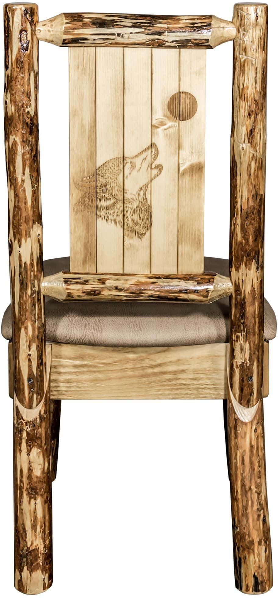 Montana Woodworks Glacier Country Kollektion Seitenstuhl Buckskin Polsterung mit Lasergravur Design