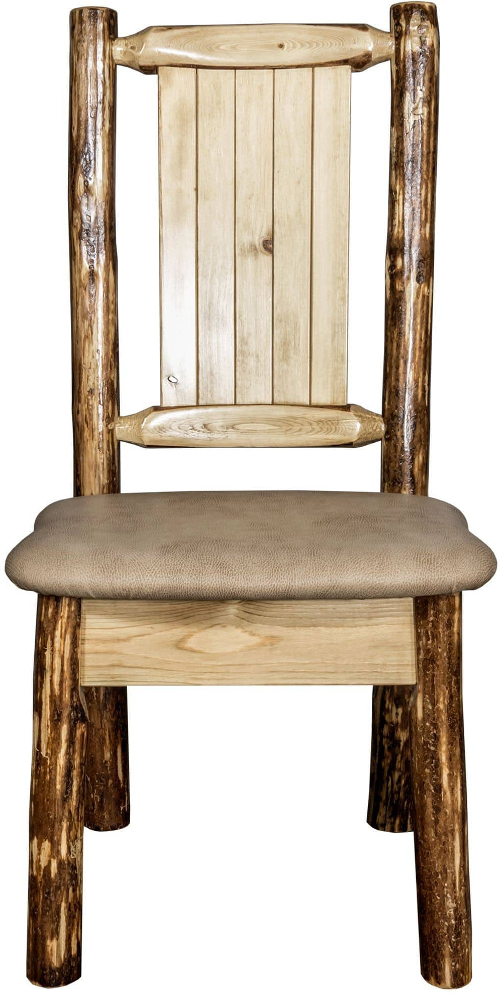 Montana Woodworks Glacier Country Kollektion Seitenstuhl Buckskin Polsterung mit Lasergravur Design