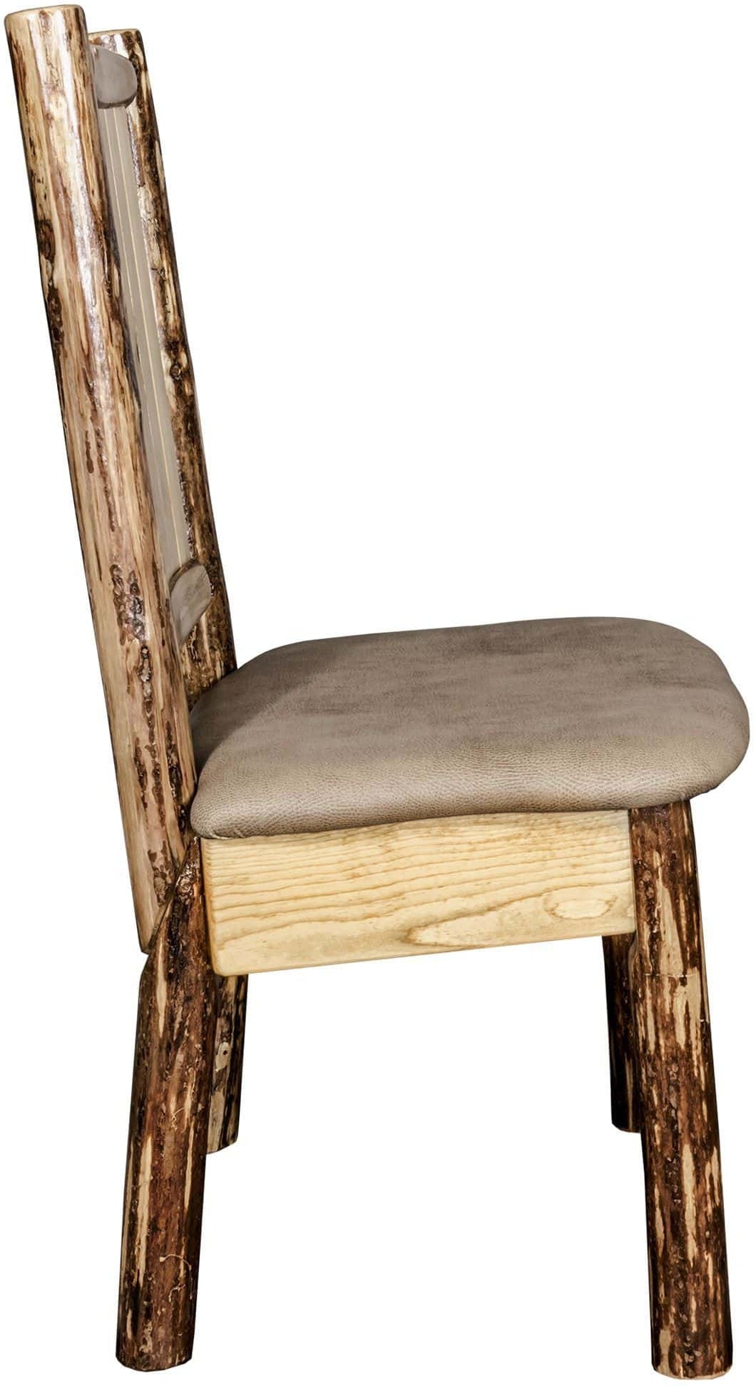 Montana Woodworks Glacier Country Kollektion Seitenstuhl Buckskin Polsterung mit Lasergravur Design