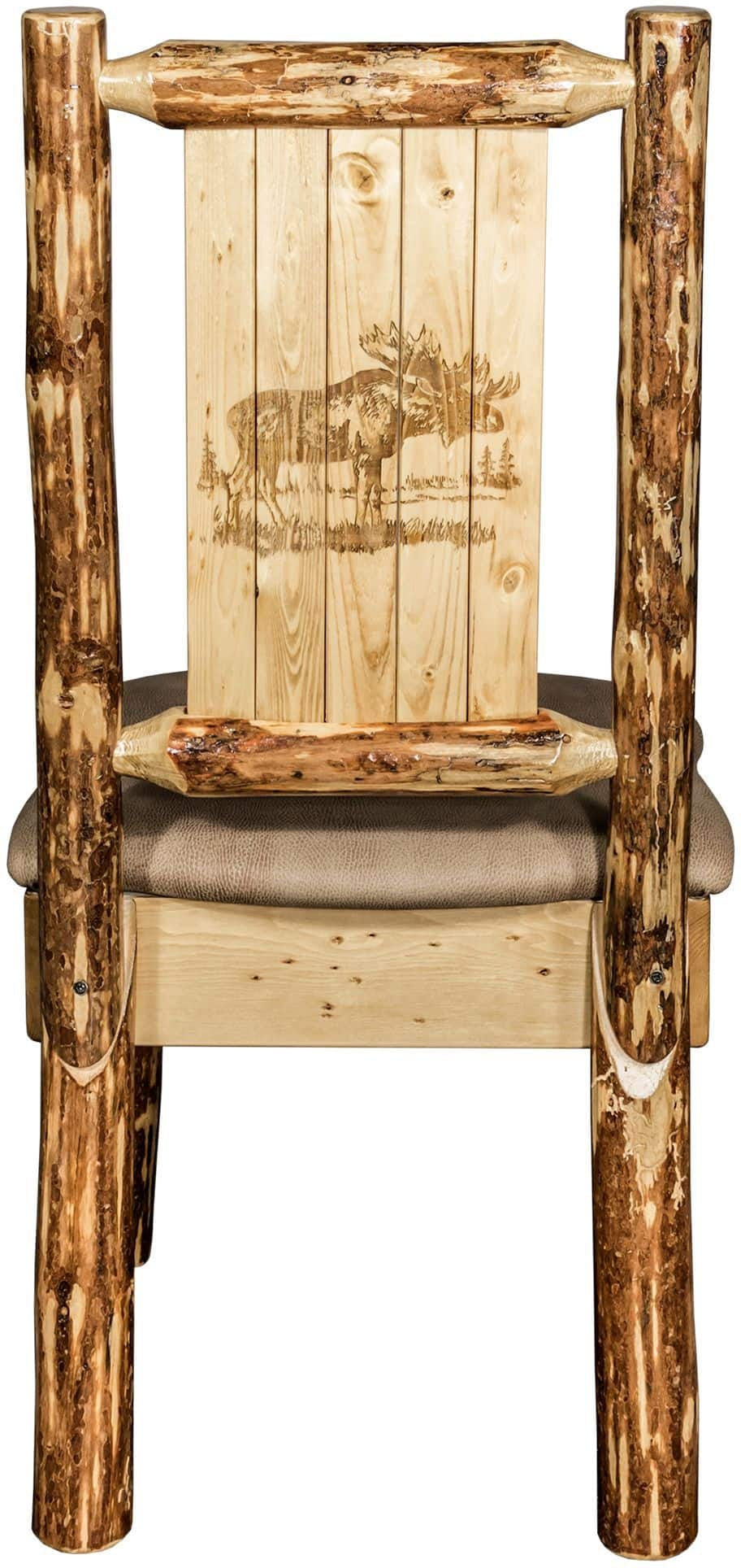 Montana Woodworks Glacier Country Kollektion Seitenstuhl Buckskin Polsterung mit Lasergravur Design