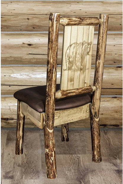 Montana Woodworks Glacier Country Kollektion Seitenstuhl-Polsterung mit Lasergravur Design
