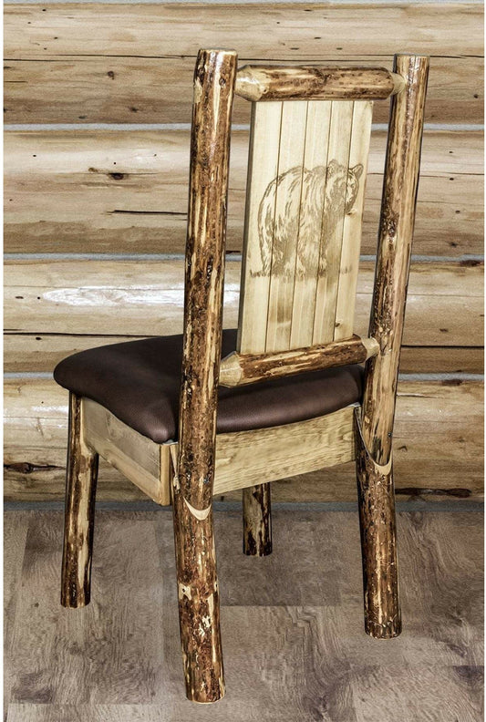 Montana Woodworks Glacier Country Kollektion Seitenstuhl-Polsterung mit Lasergravur Design
