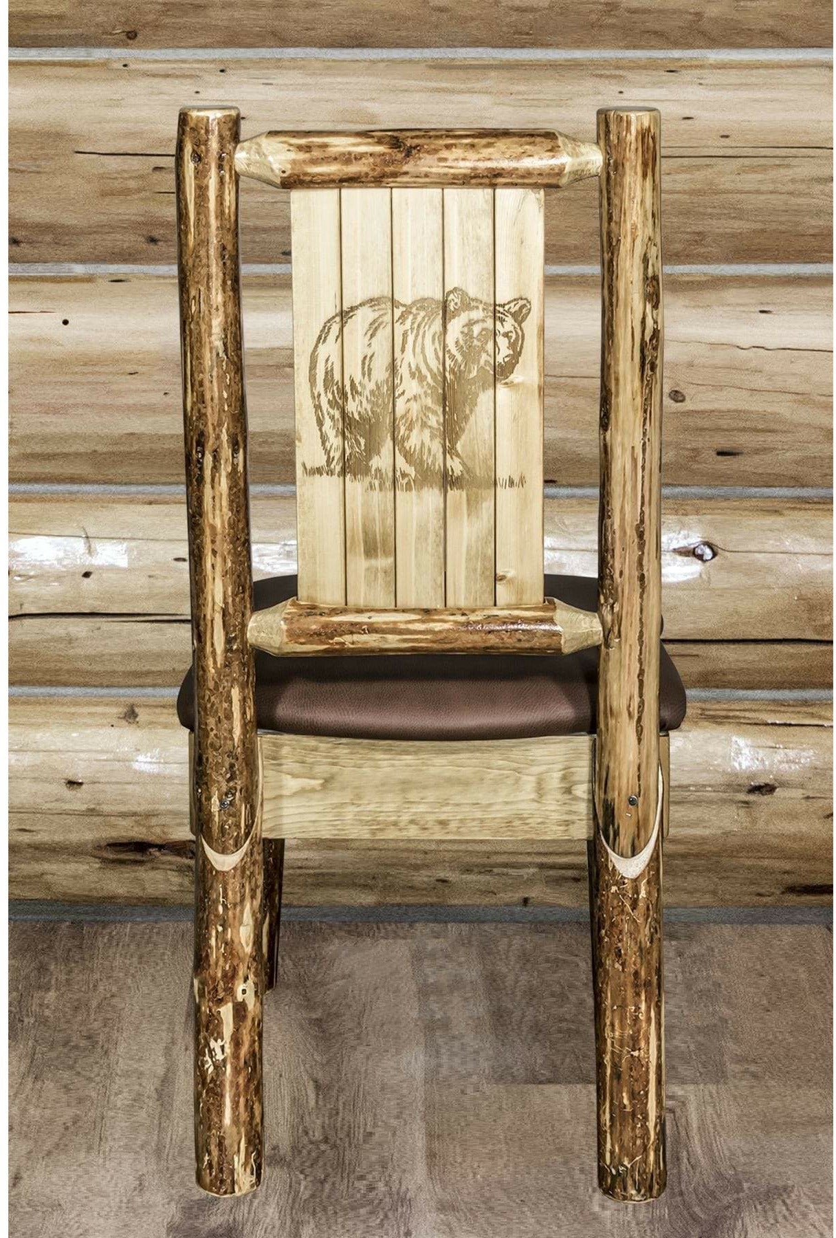 Montana Woodworks Glacier Country Kollektion Seitenstuhl-Polsterung mit Lasergravur Design