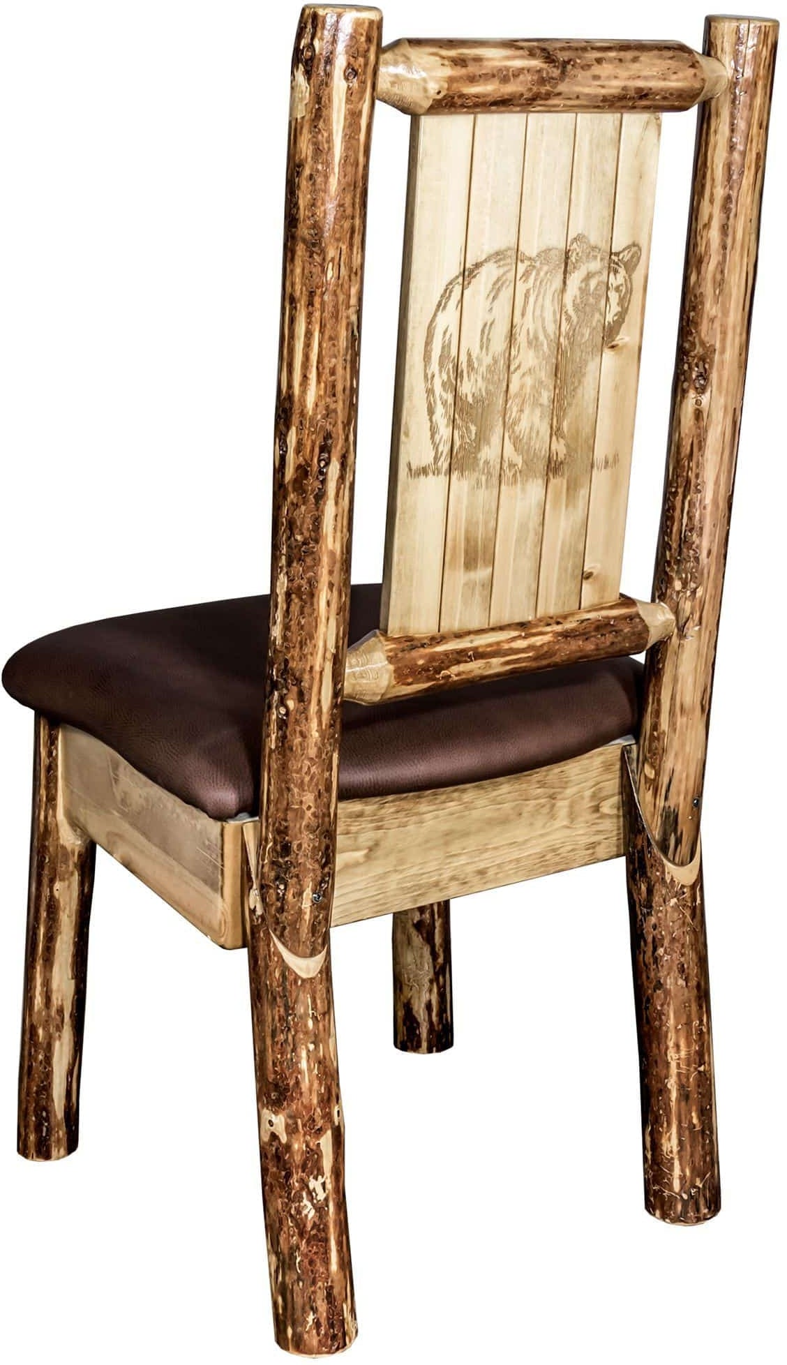 Montana Woodworks Glacier Country Kollektion Seitenstuhl-Polsterung mit Lasergravur Design