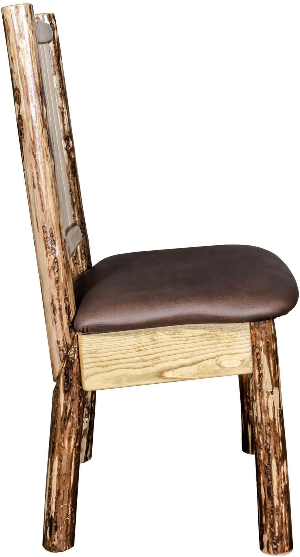Montana Woodworks Glacier Country Kollektion Seitenstuhl-Polsterung mit Lasergravur Design