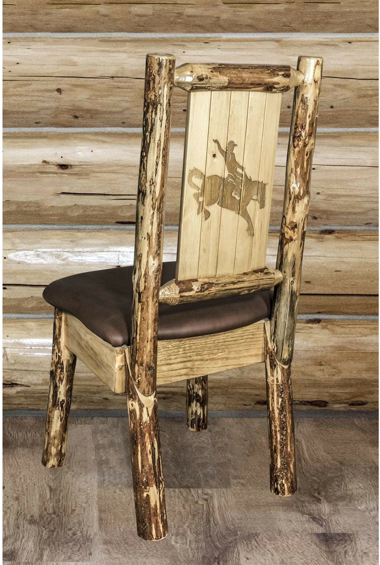 Montana Woodworks Glacier Country Kollektion Seitenstuhl-Polsterung mit Lasergravur Design