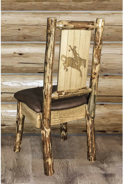 Montana Woodworks Glacier Country Kollektion Seitenstuhl-Polsterung mit Lasergravur Design