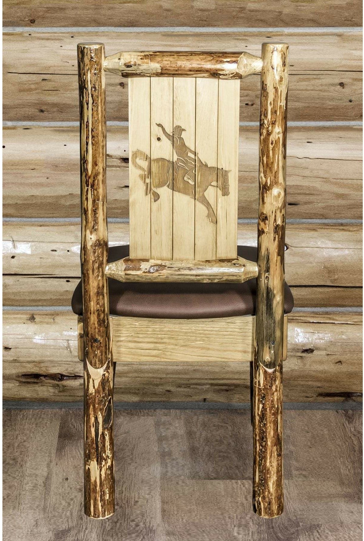 Montana Woodworks Glacier Country Kollektion Seitenstuhl-Polsterung mit Lasergravur Design