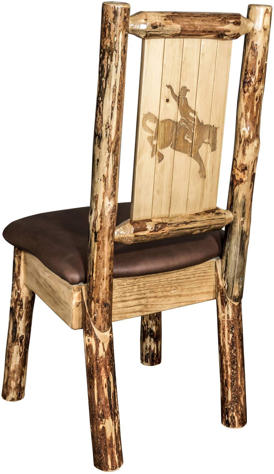 Montana Woodworks Glacier Country Kollektion Seitenstuhl-Polsterung mit Lasergravur Design