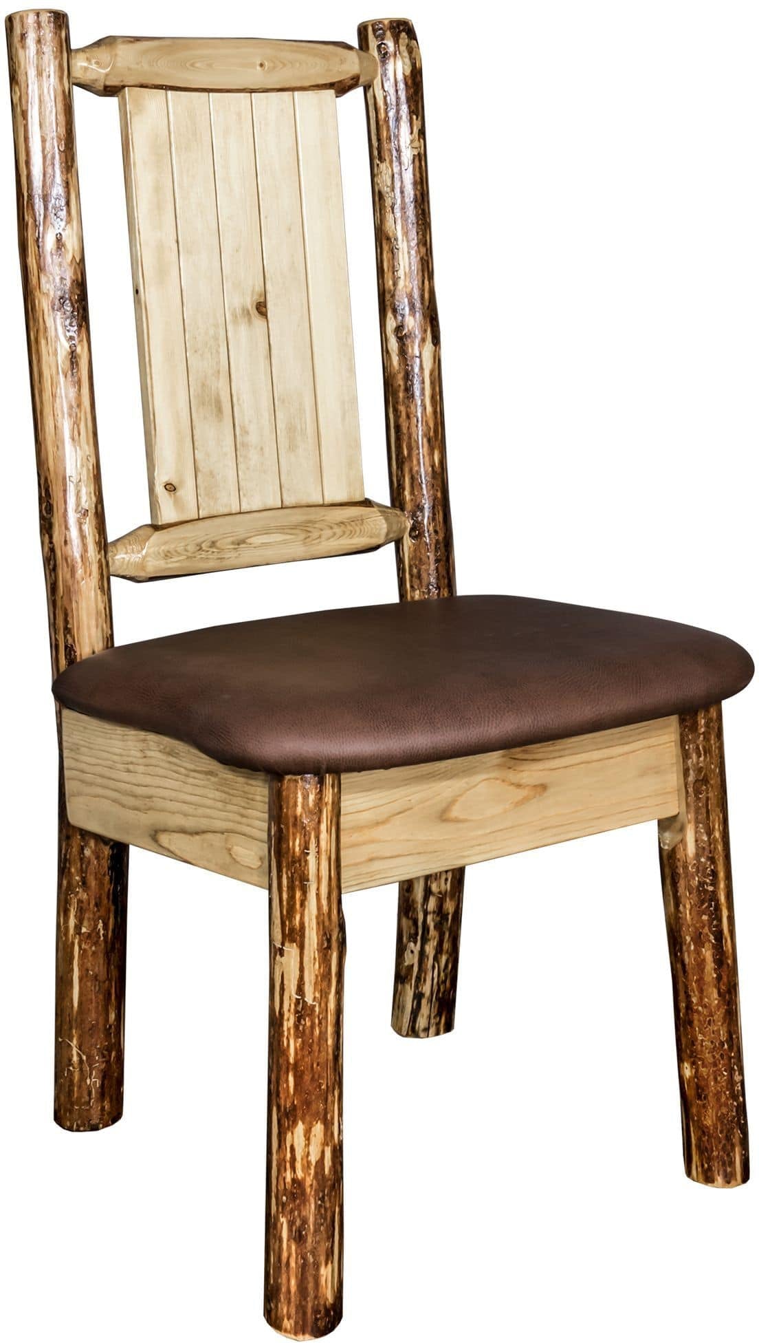 Montana Woodworks Glacier Country Kollektion Seitenstuhl-Polsterung mit Lasergravur Design