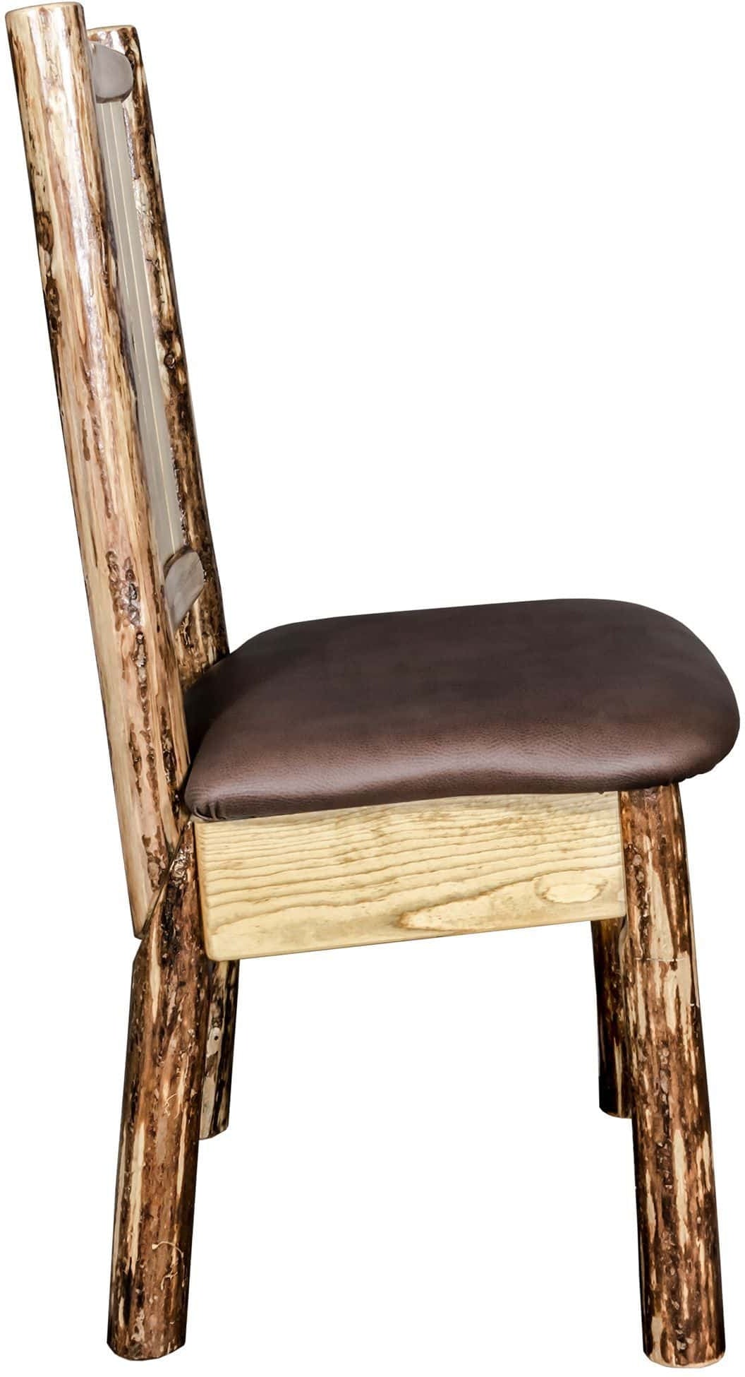 Montana Woodworks Glacier Country Kollektion Seitenstuhl-Polsterung mit Lasergravur Design