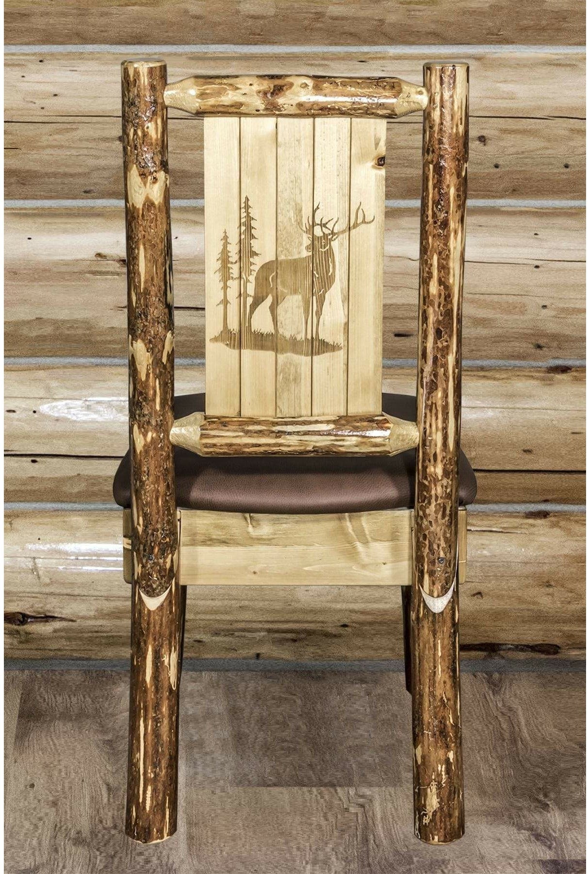 Montana Woodworks Glacier Country Kollektion Seitenstuhl-Polsterung mit Lasergravur Design
