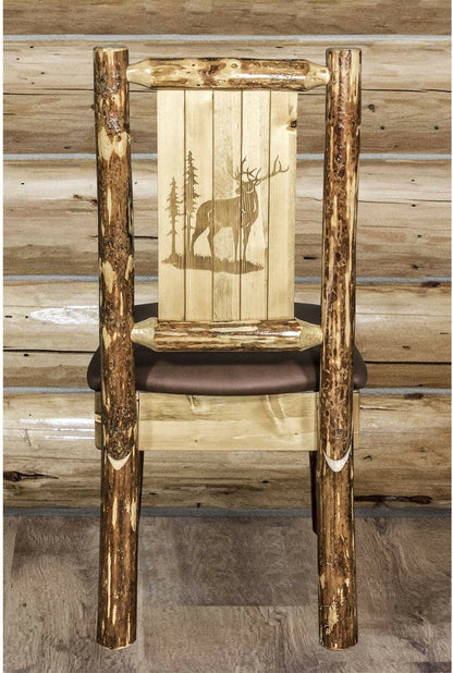 Montana Woodworks Glacier Country Kollektion Seitenstuhl-Polsterung mit Lasergravur Design