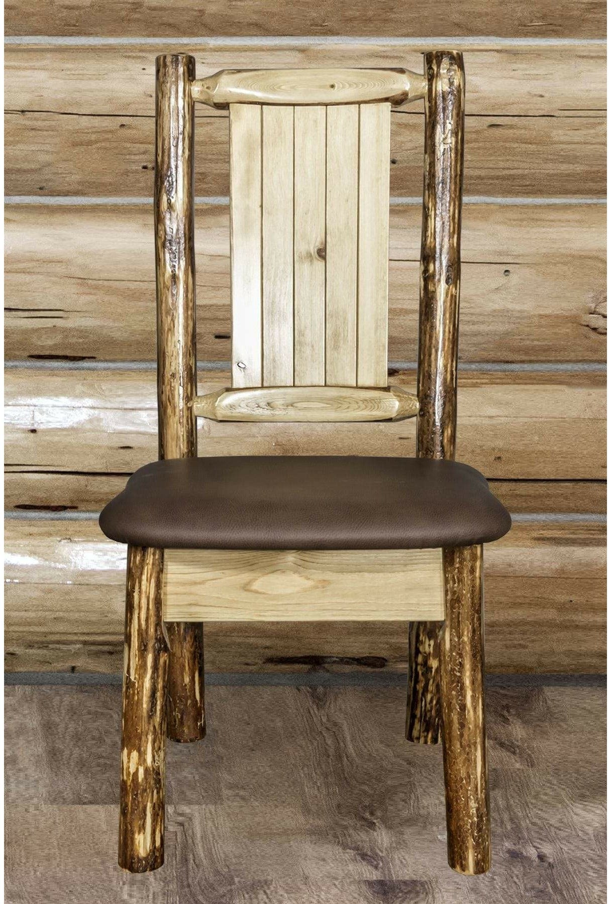 Montana Woodworks Glacier Country Kollektion Seitenstuhl-Polsterung mit Lasergravur Design