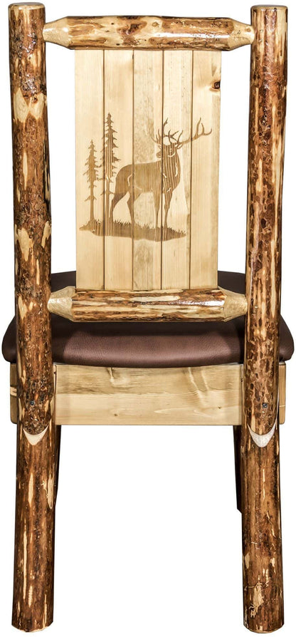 Montana Woodworks Glacier Country Kollektion Seitenstuhl-Polsterung mit Lasergravur Design