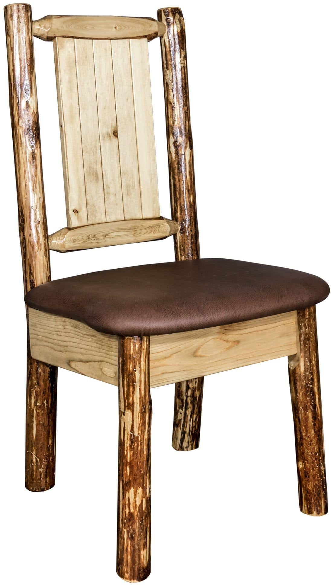 Montana Woodworks Glacier Country Kollektion Seitenstuhl-Polsterung mit Lasergravur Design