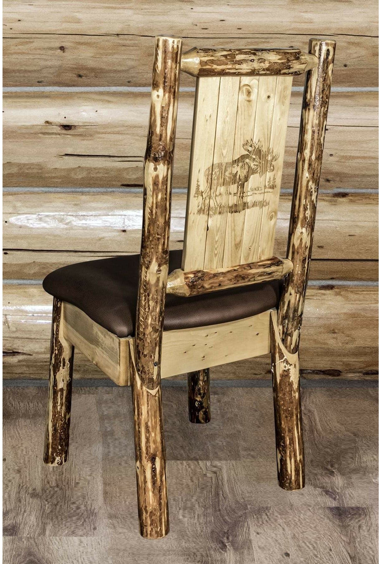 Montana Woodworks Glacier Country Kollektion Seitenstuhl-Polsterung mit Lasergravur Design
