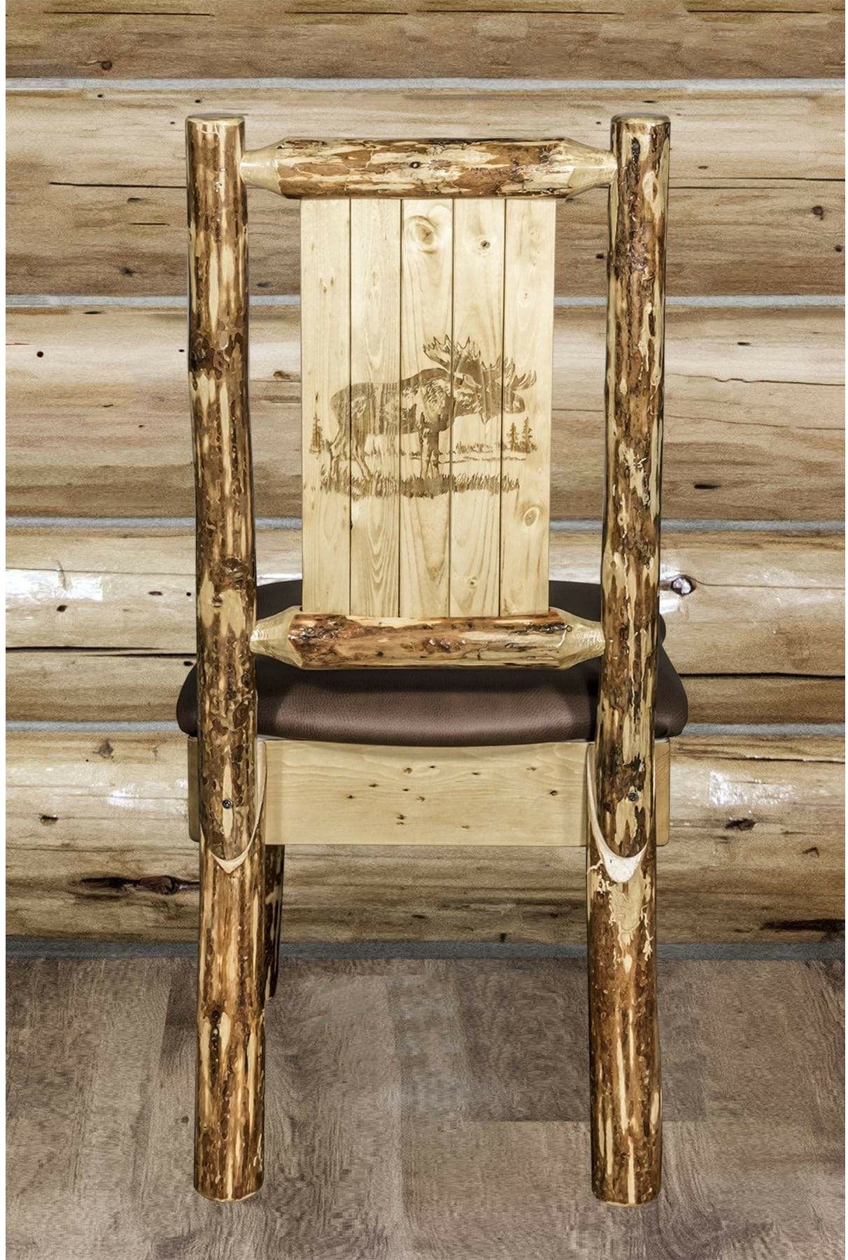 Montana Woodworks Glacier Country Kollektion Seitenstuhl-Polsterung mit Lasergravur Design