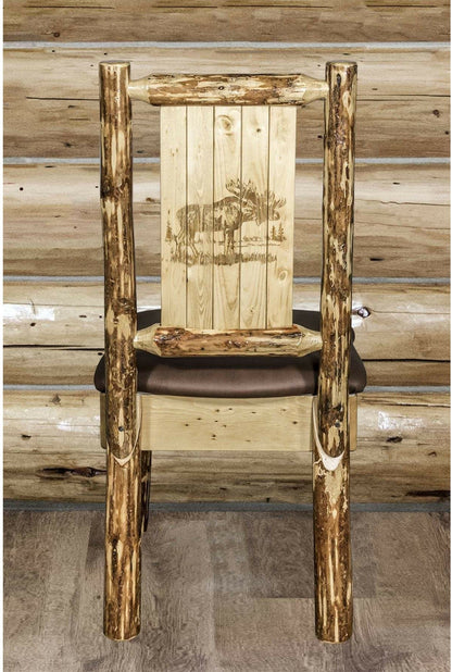 Montana Woodworks Glacier Country Kollektion Seitenstuhl-Polsterung mit Lasergravur Design