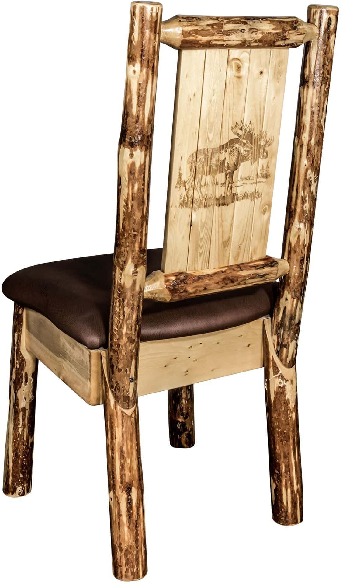 Montana Woodworks Glacier Country Kollektion Seitenstuhl-Polsterung mit Lasergravur Design
