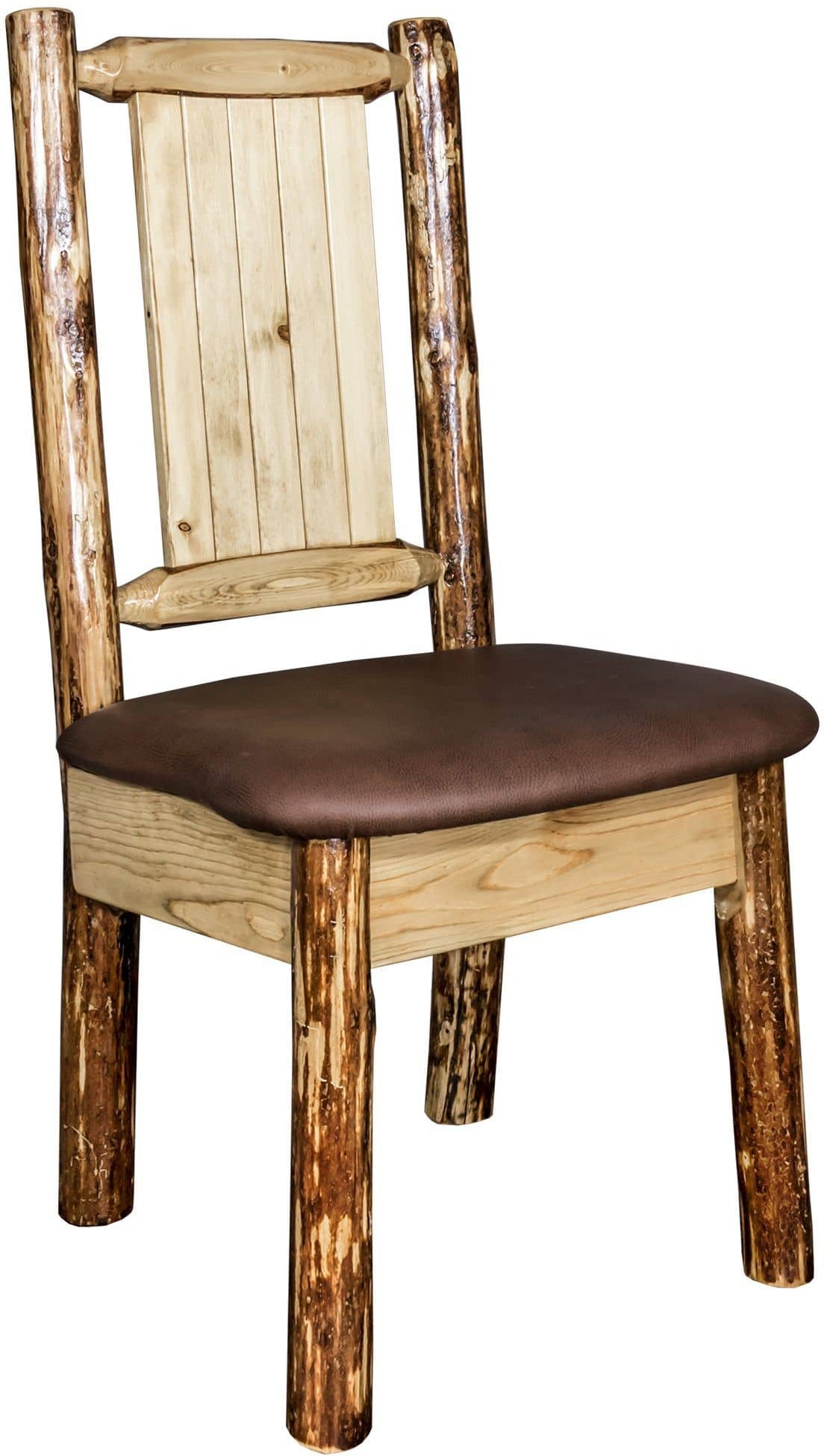 Montana Woodworks Glacier Country Kollektion Seitenstuhl-Polsterung mit Lasergravur Design