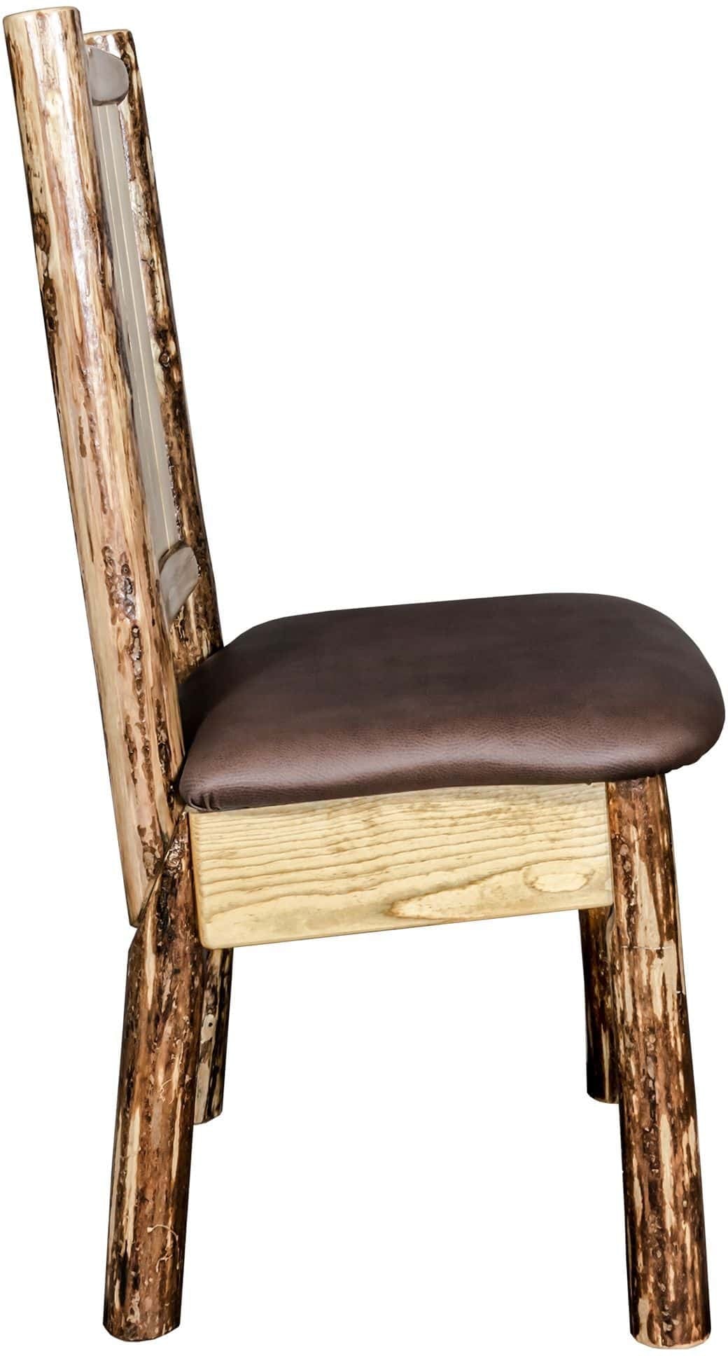 Montana Woodworks Glacier Country Kollektion Seitenstuhl-Polsterung mit Lasergravur Design