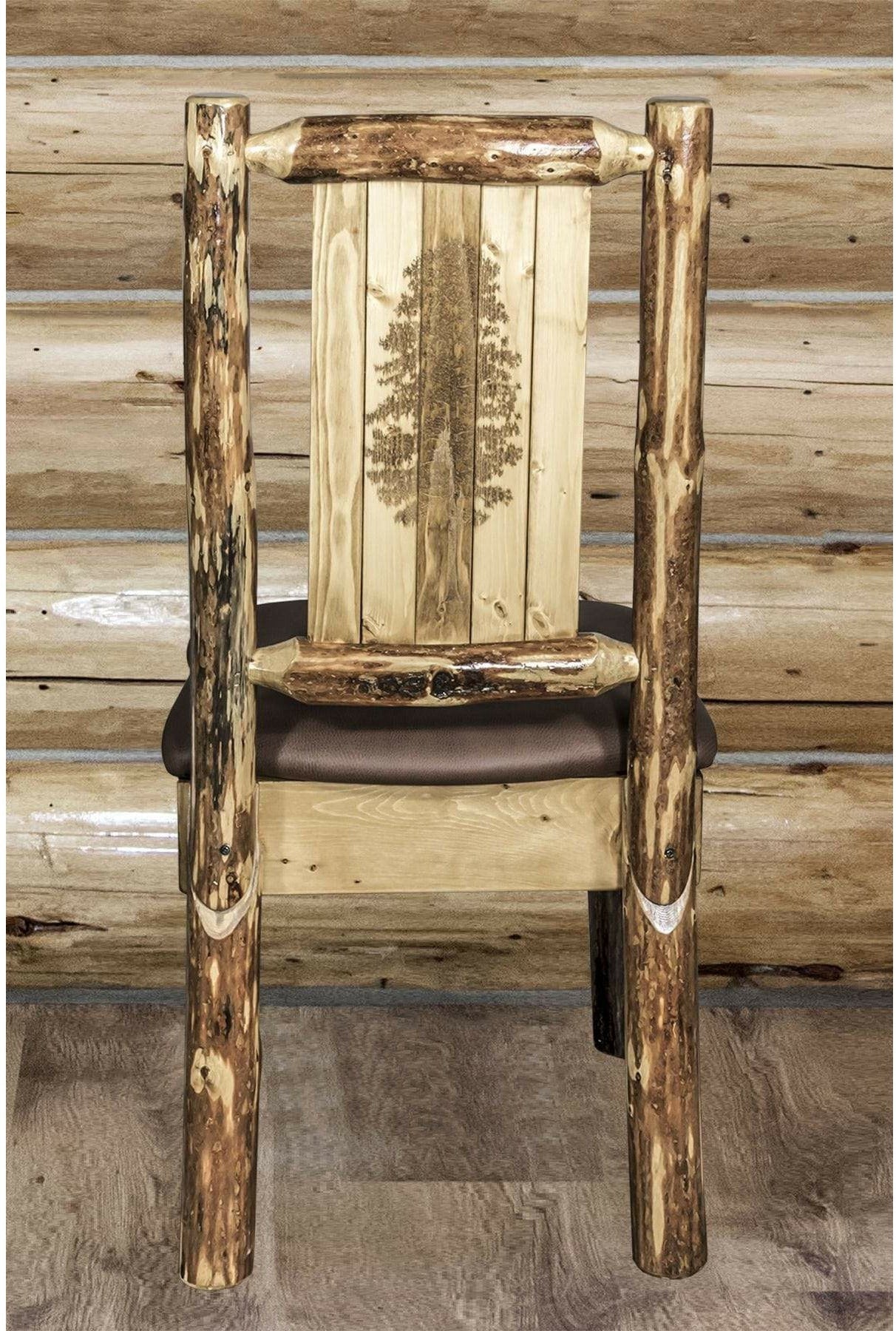 Montana Woodworks Glacier Country Kollektion Seitenstuhl-Polsterung mit Lasergravur Design