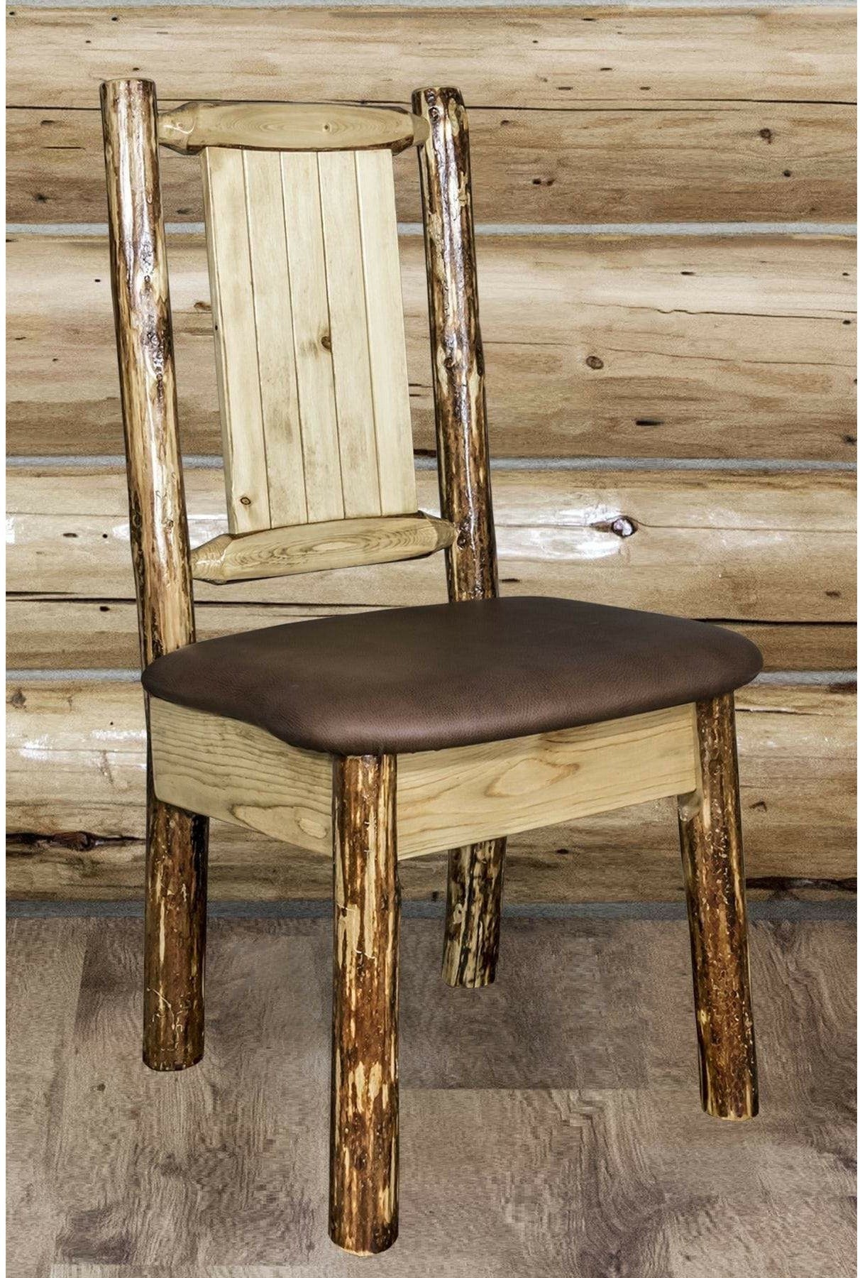 Montana Woodworks Glacier Country Kollektion Seitenstuhl-Polsterung mit Lasergravur Design