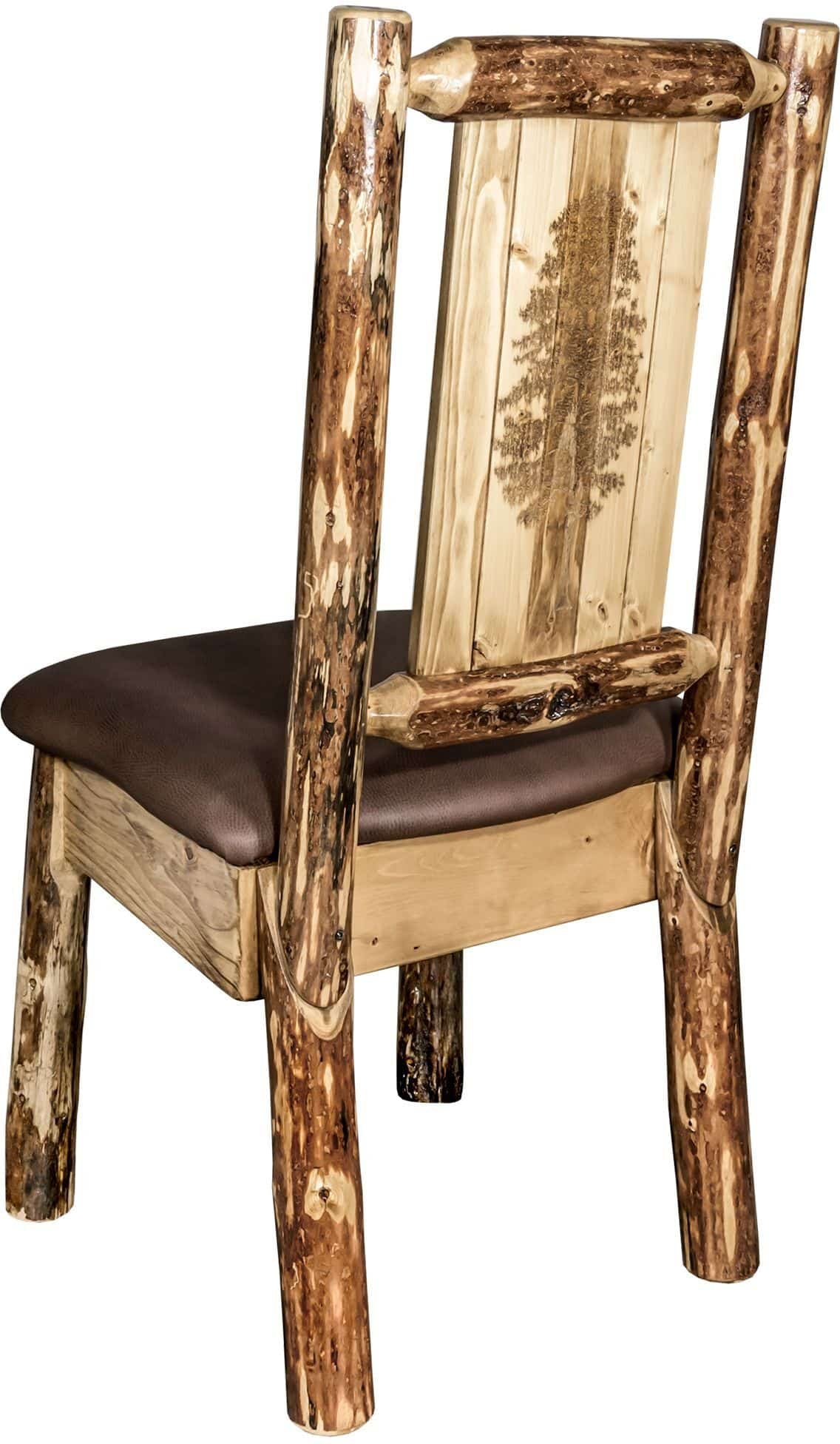 Montana Woodworks Glacier Country Kollektion Seitenstuhl-Polsterung mit Lasergravur Design