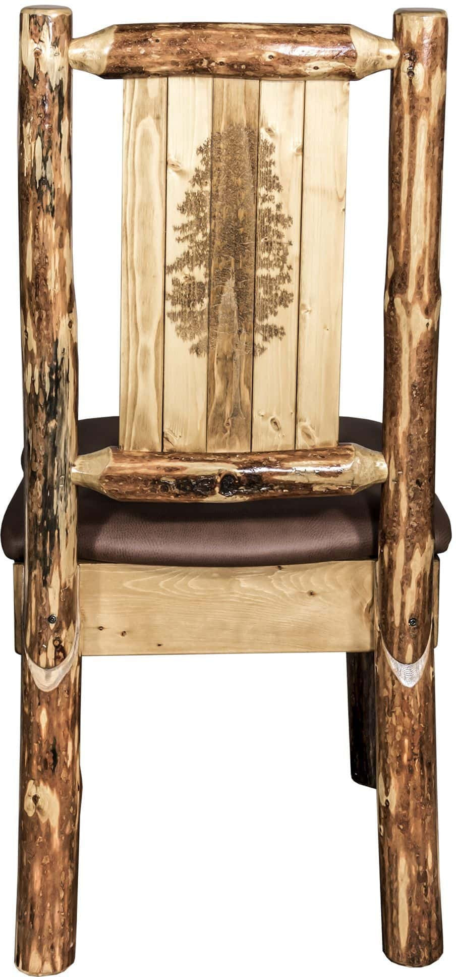 Montana Woodworks Glacier Country Kollektion Seitenstuhl-Polsterung mit Lasergravur Design