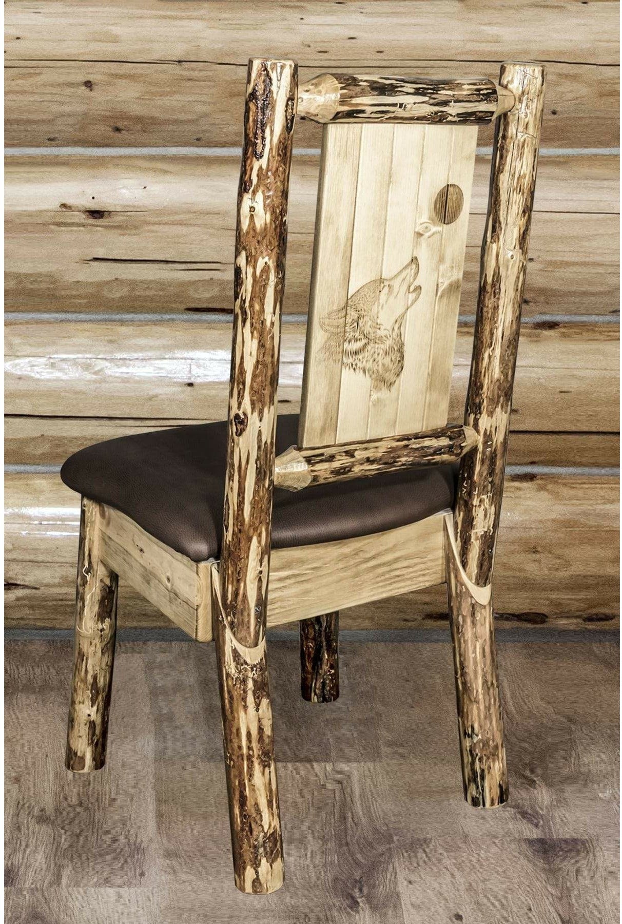 Montana Woodworks Glacier Country Kollektion Seitenstuhl-Polsterung mit Lasergravur Design