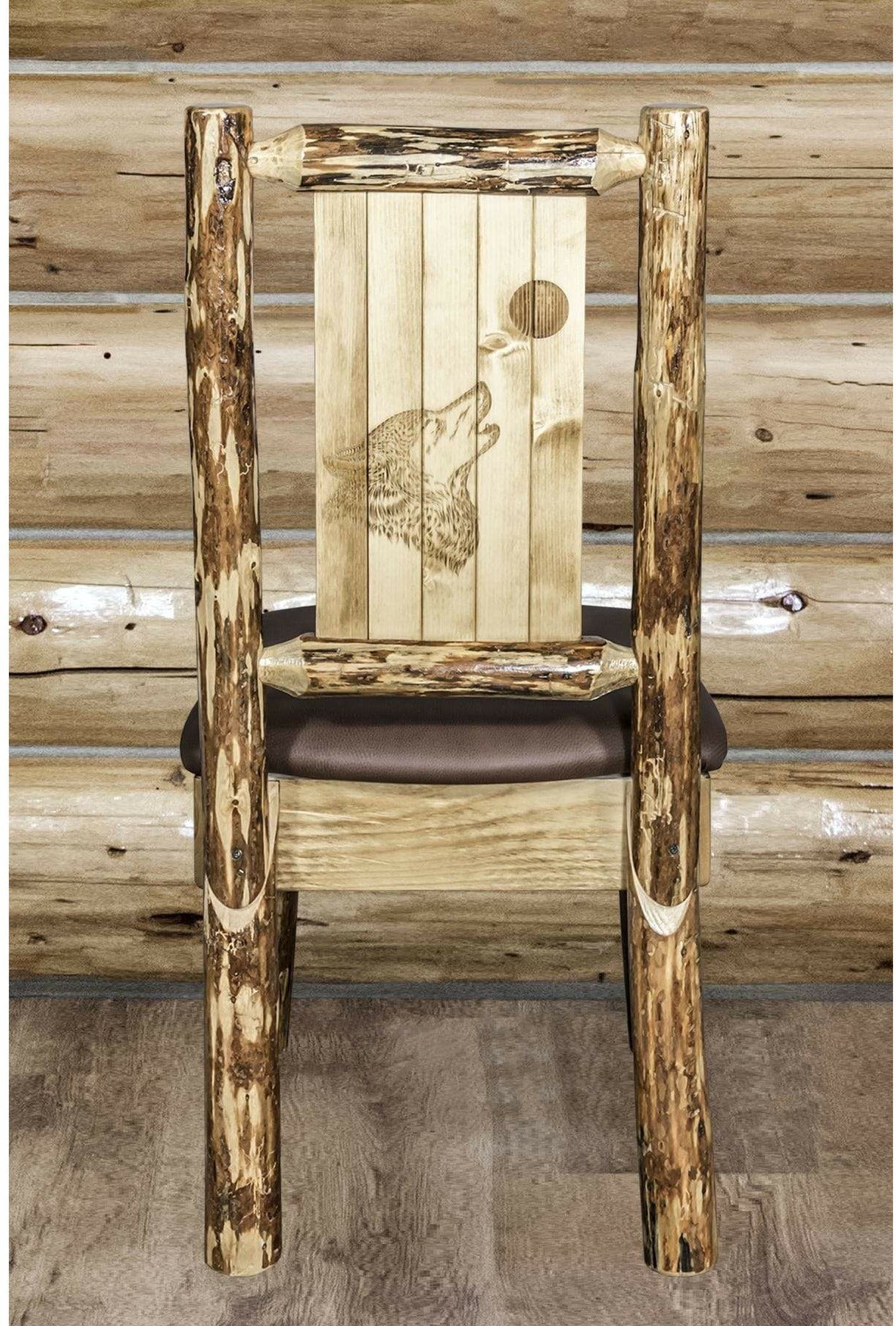 Montana Woodworks Glacier Country Kollektion Seitenstuhl-Polsterung mit Lasergravur Design