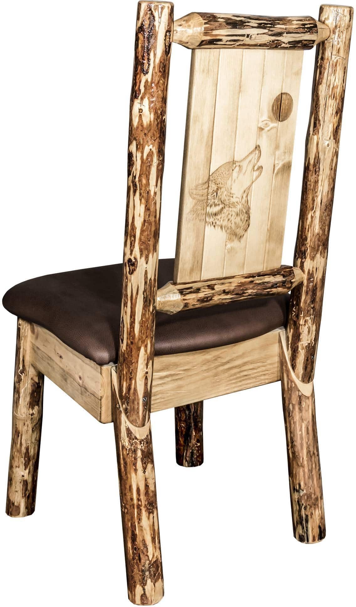 Montana Woodworks Glacier Country Kollektion Seitenstuhl-Polsterung mit Lasergravur Design