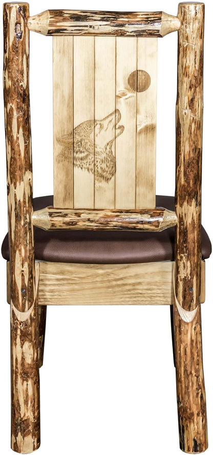 Montana Woodworks Glacier Country Kollektion Seitenstuhl-Polsterung mit Lasergravur Design
