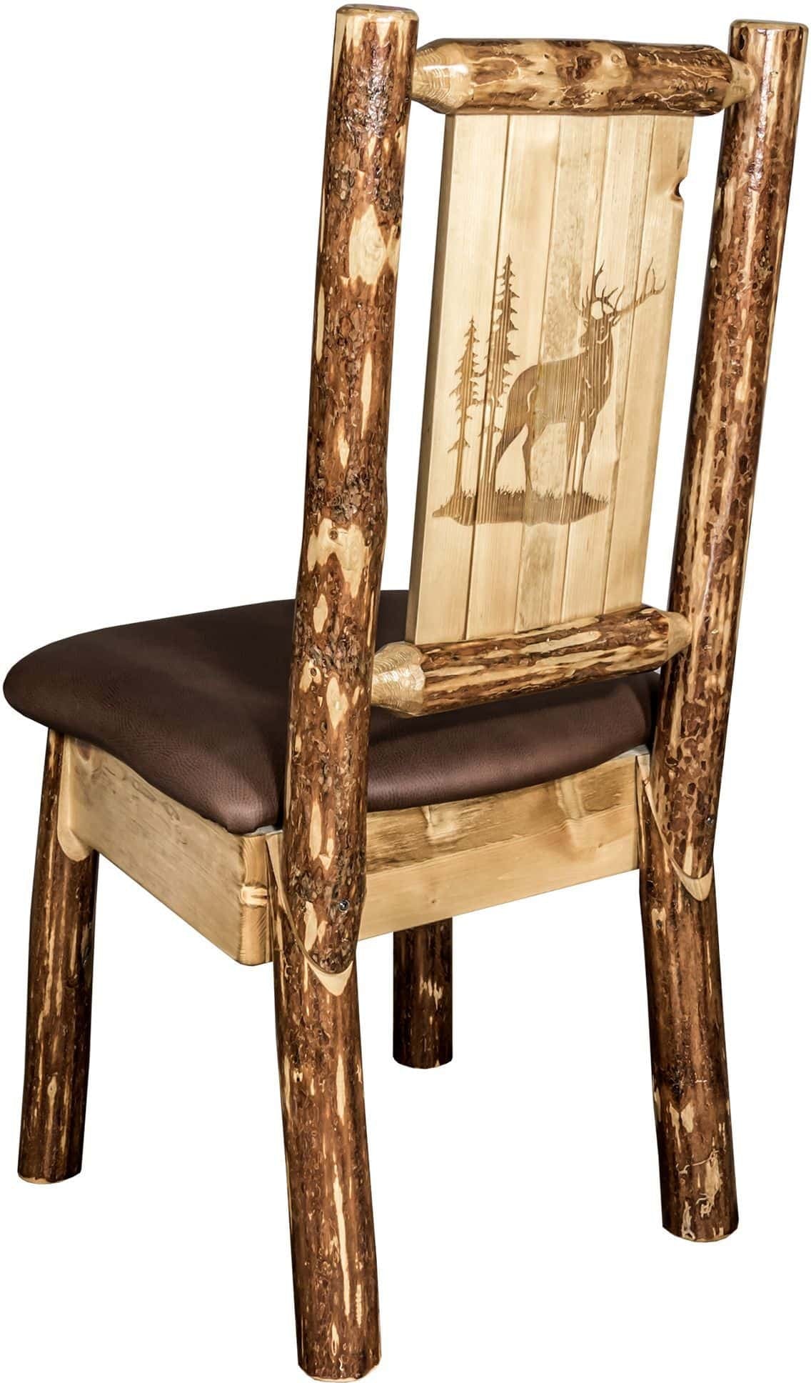 Montana Woodworks Glacier Country Kollektion Seitenstuhl-Polsterung mit Lasergravur Design