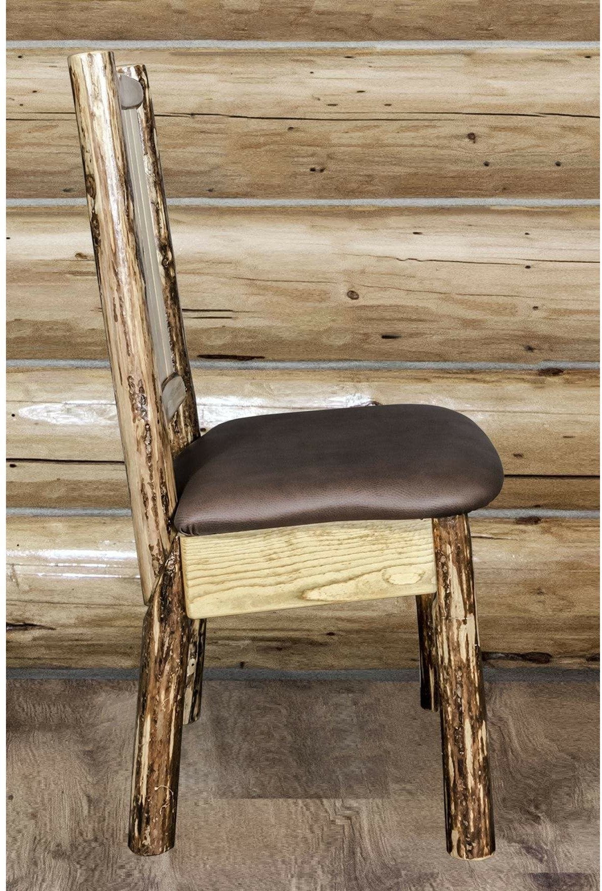 Montana Woodworks Glacier Country Kollektion Seitenstuhl-Polsterung mit Lasergravur Design