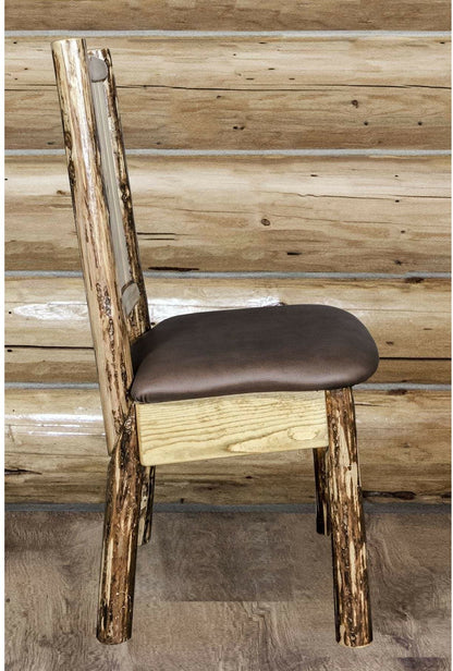 Montana Woodworks Glacier Country Kollektion Seitenstuhl-Polsterung mit Lasergravur Design