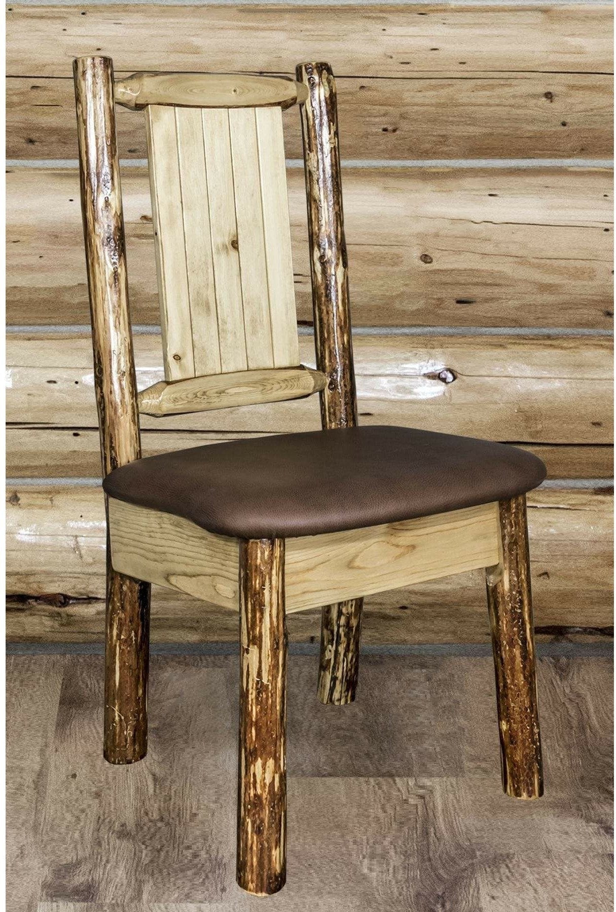 Montana Woodworks Glacier Country Kollektion Seitenstuhl-Polsterung mit Lasergravur Design