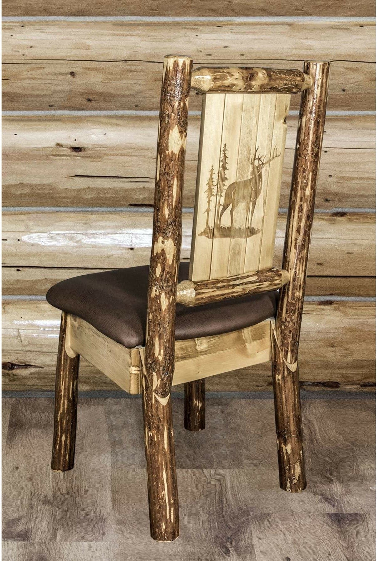 Montana Woodworks Glacier Country Kollektion Seitenstuhl-Polsterung mit Lasergravur Design