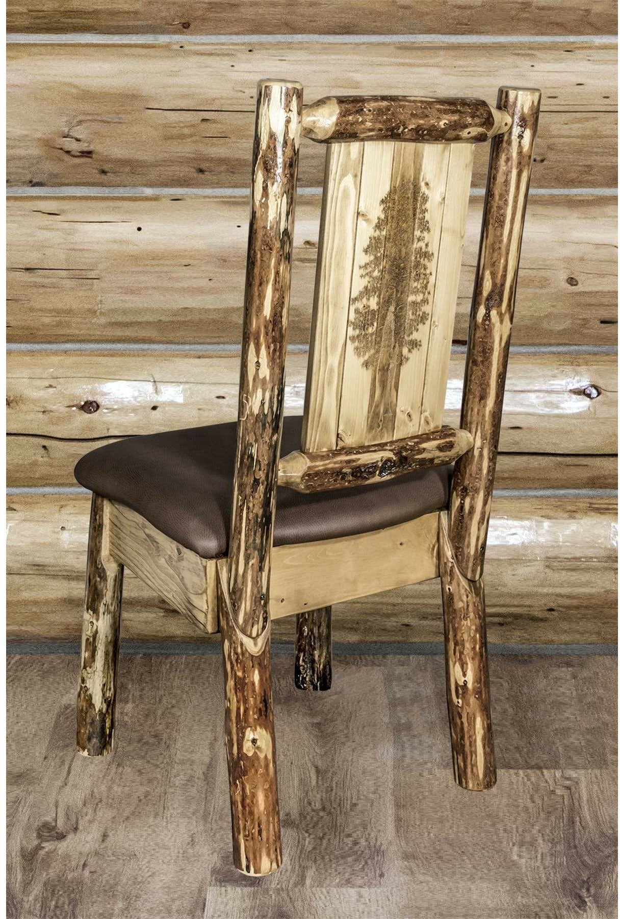 Montana Woodworks Glacier Country Kollektion Seitenstuhl-Polsterung mit Lasergravur Design