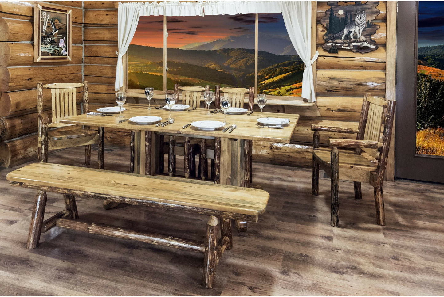 Montana Woodworks Glacier Country Kollektion Beistellstuhl mit ergonomischem Holzsitz