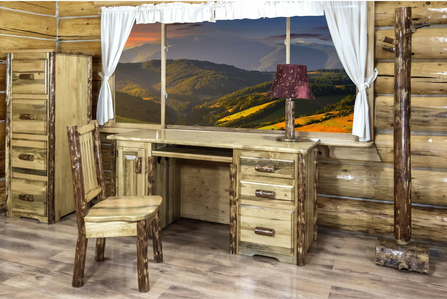 Montana Woodworks Glacier Country Kollektion Beistellstuhl mit ergonomischem Holzsitz