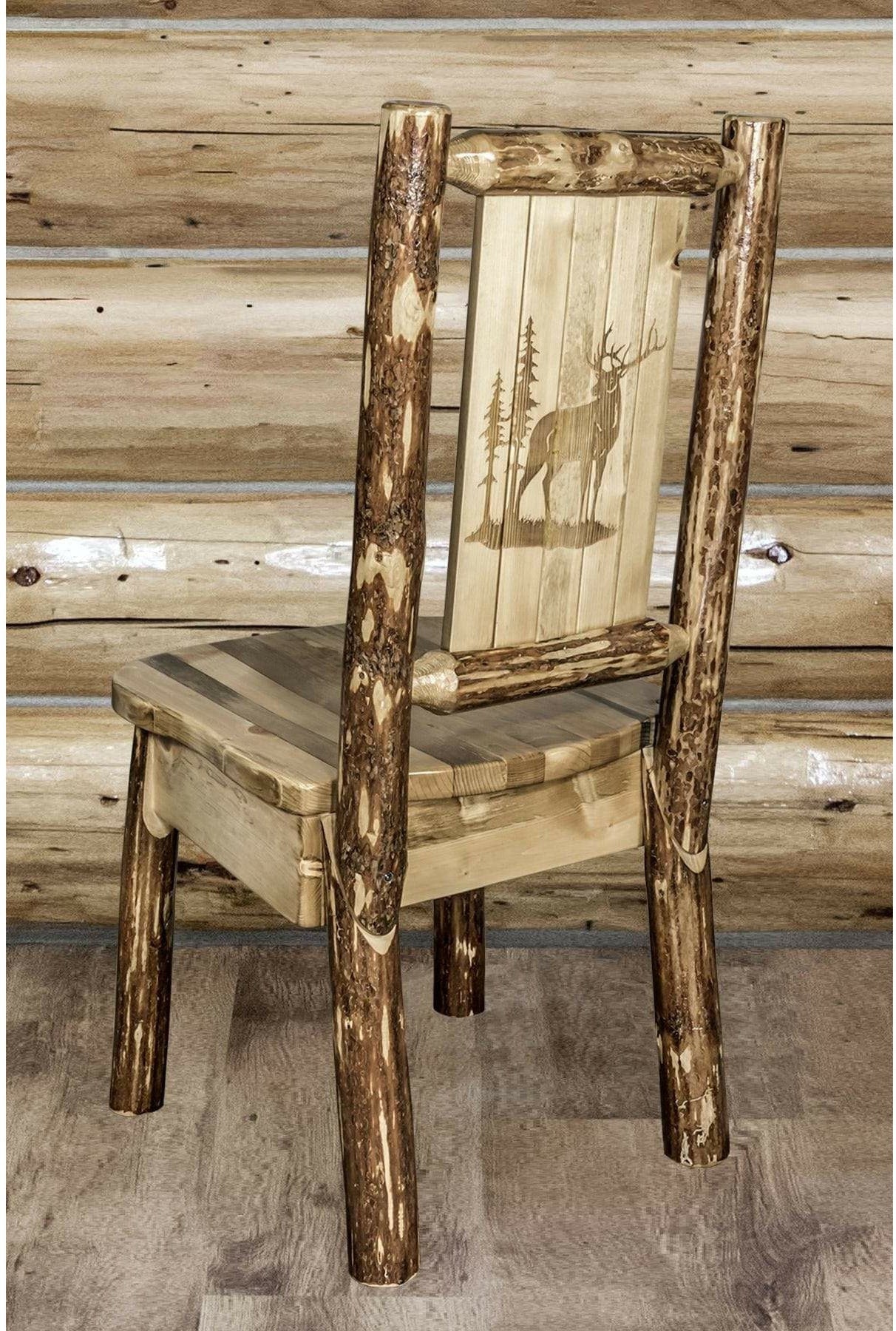 Montana Woodworks Glacier Country Kollektion Seitenstuhl mit Lasergravur Design
