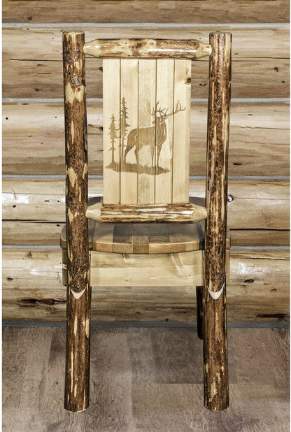 Montana Woodworks Glacier Country Kollektion Seitenstuhl mit Lasergravur Design