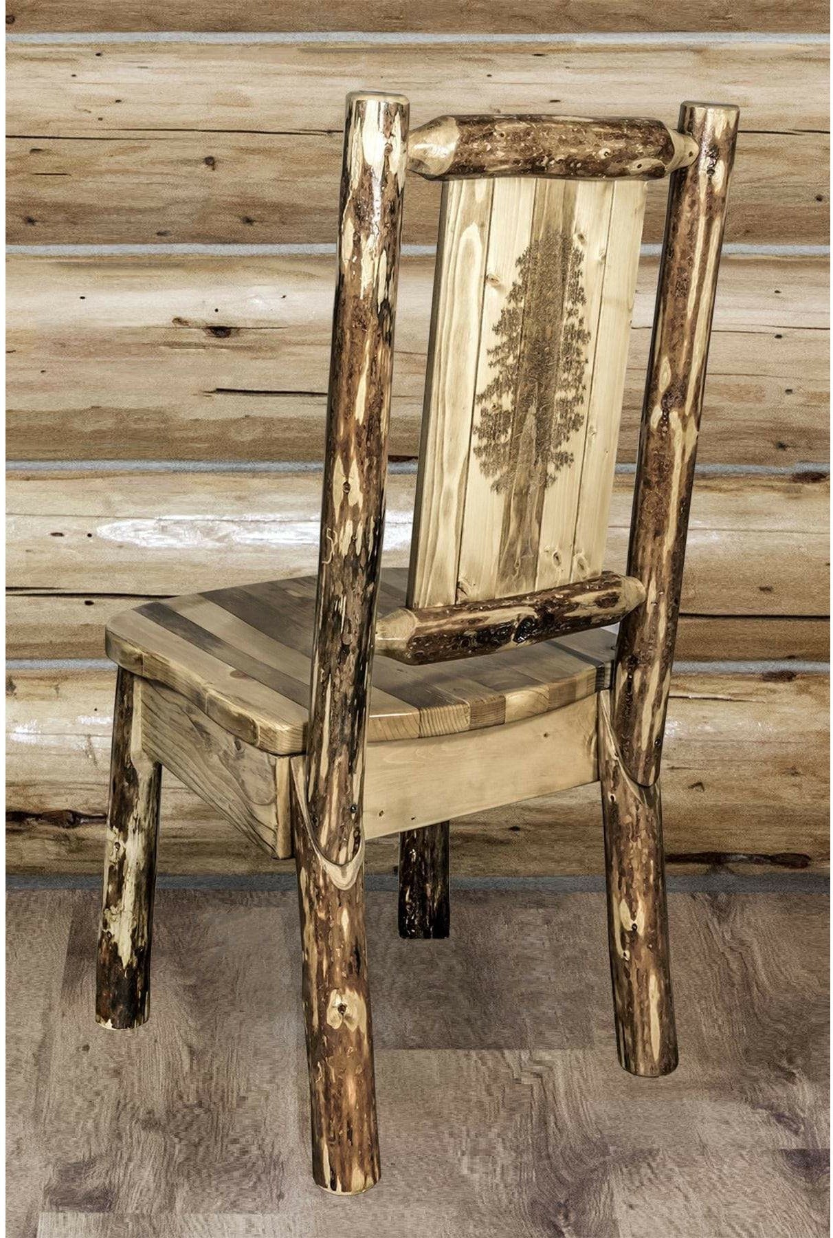 Montana Woodworks Glacier Country Kollektion Seitenstuhl mit Lasergravur Design
