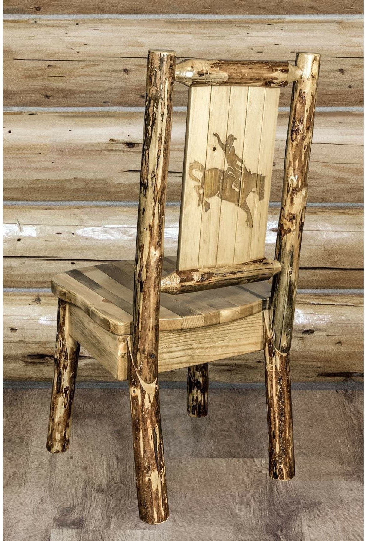Montana Woodworks Glacier Country Kollektion Seitenstuhl mit Lasergravur Design